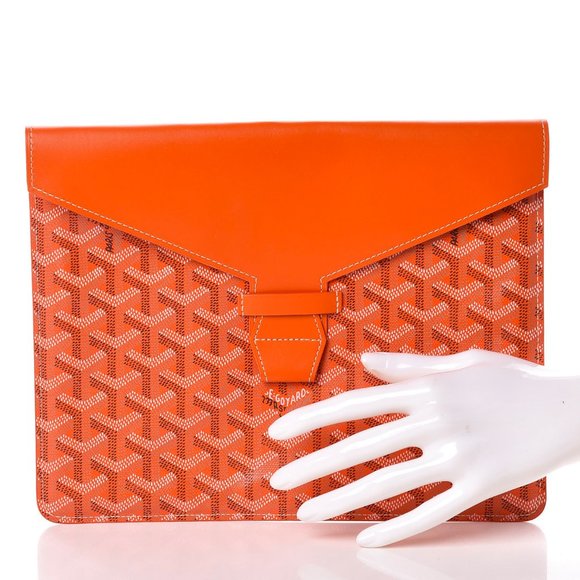 GOYARD Goyardine Camondo 2 Pouch MM Horizontal Clutch Orange - Picture 2 of 11